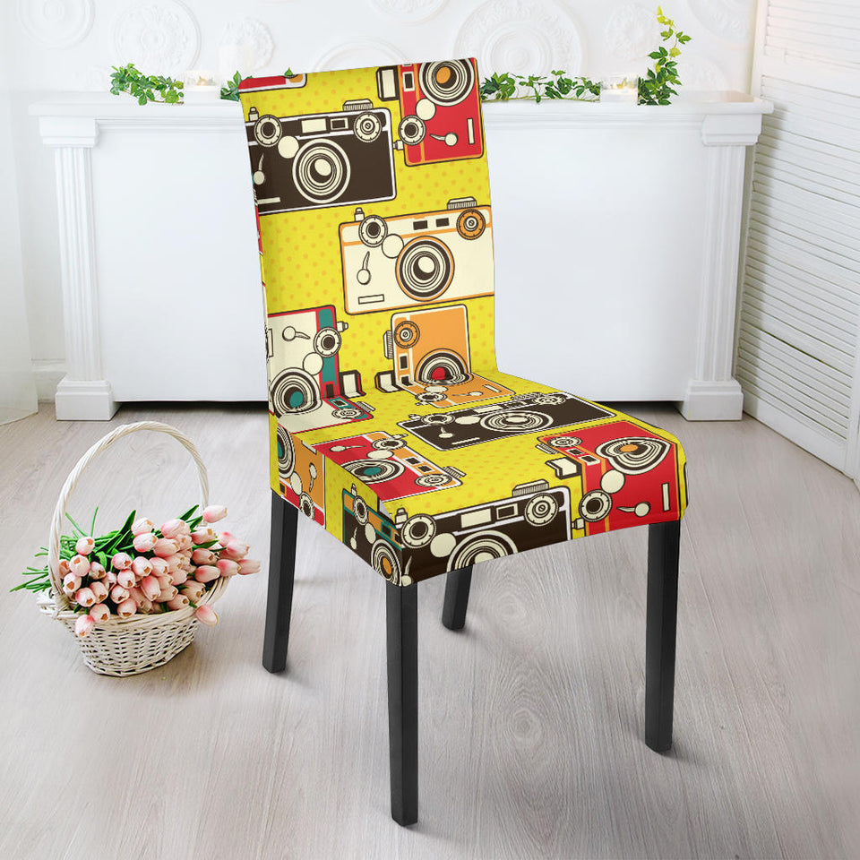 Camera Pattern Print Design 02 Dining Chair Slipcover