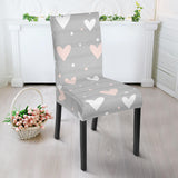 Heart Pattern Gray Background Dining Chair Slipcoverฌ
