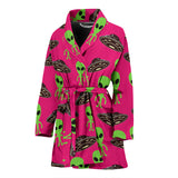Alien Pattern Print Design 03 Women's Bathrobe