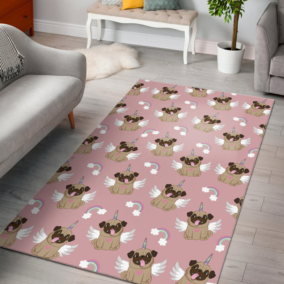 Cute Unicorn Pug Pattern Area Rug