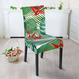 Heliconia Palm And Monstera  Leaves Pattern Dining Chair Slipcover