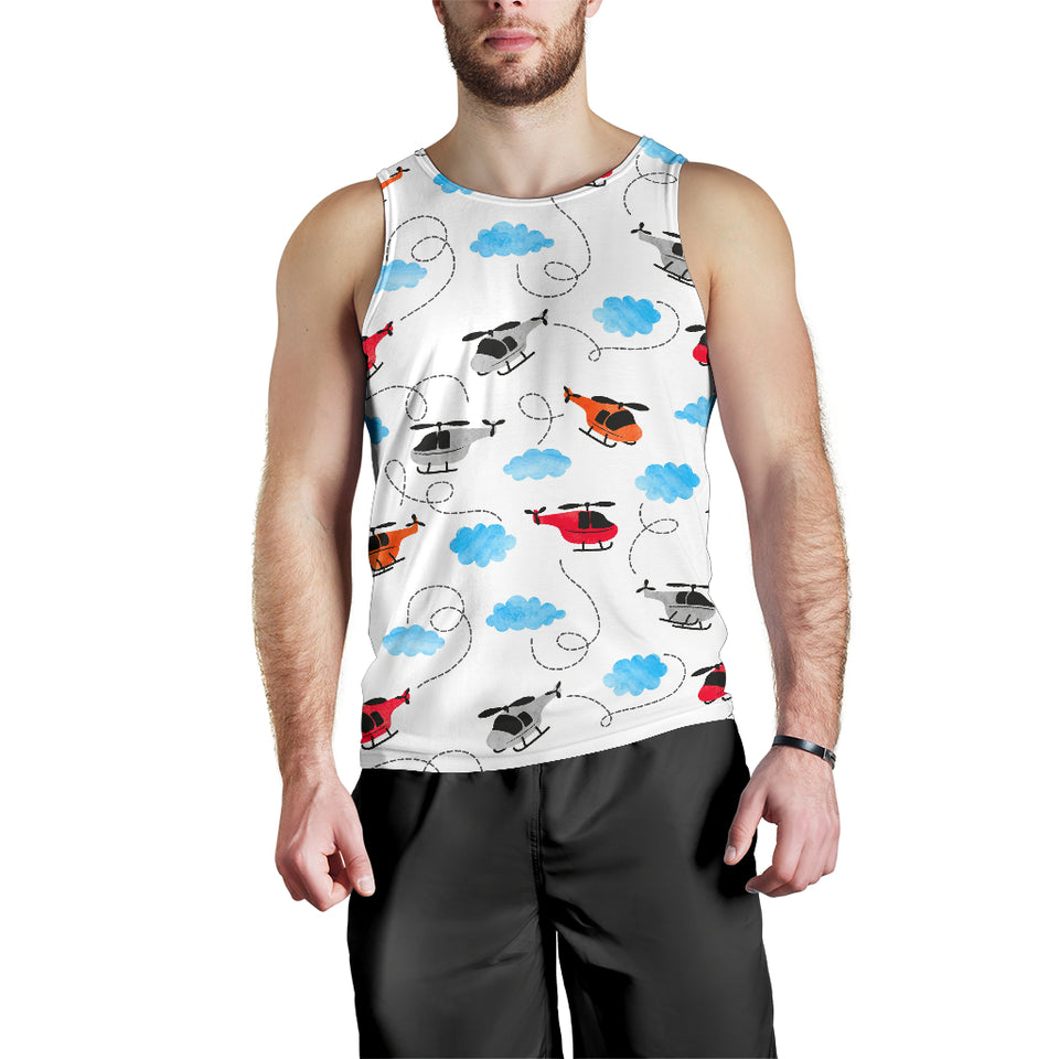 Watercolor helicopter cloud pattern Men Tank Top