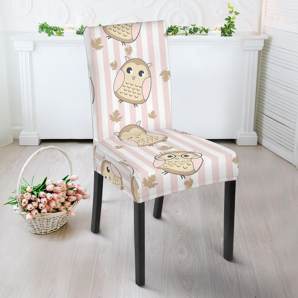 Cute Owl Leaf Dining Chair Slipcover