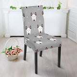 Bull Terrier Pattern Print Design 05 Dining Chair Slipcover