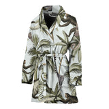 Monkey Sloth Lemur Palm Trees Pattern Women'S Bathrobe