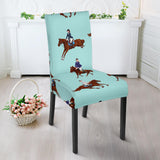 Horses Running Horses Rider Pattern Dining Chair Slipcover