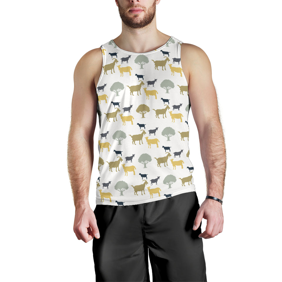 Silhouettes of goat and tree pattern Men Tank Top