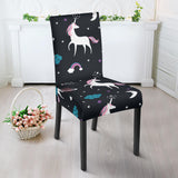 Unicorn Rainbows Moon Clound Star Pattern Dining Chair Slipcover