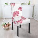 Pink Lotus Waterlily Pattern Dining Chair Slipcover