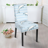 Dolphin Blue Striped Background Dining Chair Slipcover