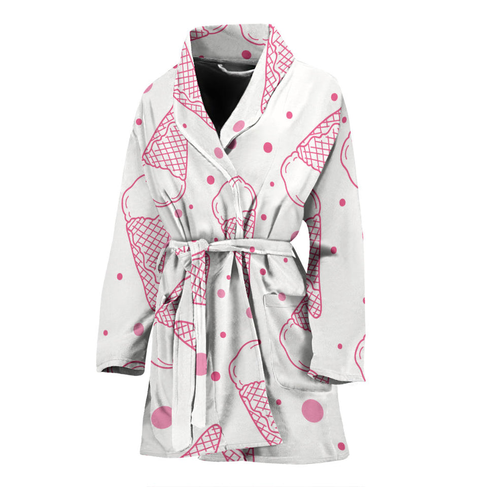 Hand Drawn Ice Cream Pattern Women'S Bathrobe