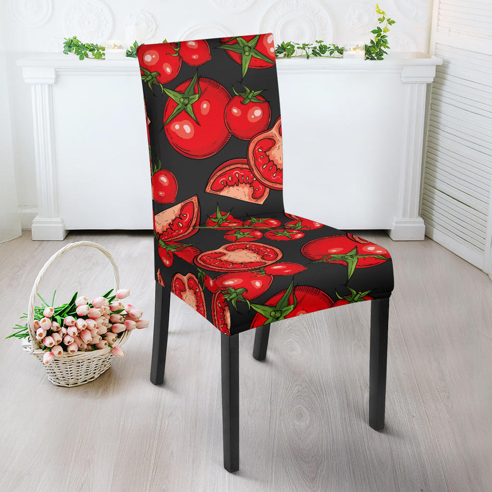 Tomato Black Background Dining Chair Slipcover