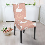 Swan Flower Light Pink Background Dining Chair Slipcover