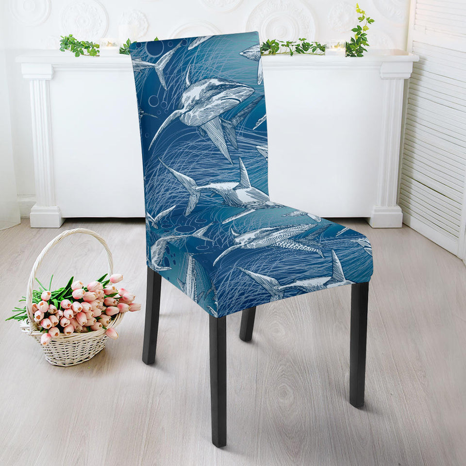 Shark Hand Drawn Dining Chair Slipcover