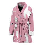 Llama Alpaca Pink Background Women'S Bathrobe