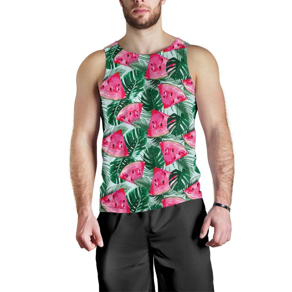 Watermelons tropical palm leaves pattern Men Tank Top
