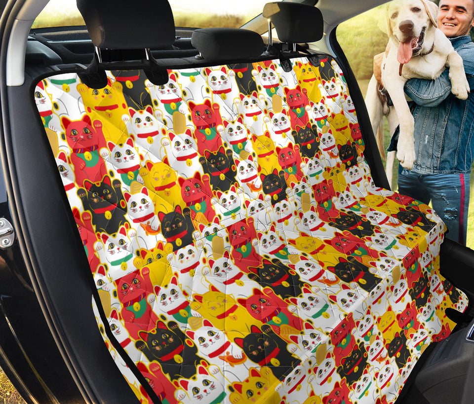 Colorful Maneki Neko Lucky Cat Pattern Dog Car Seat Covers