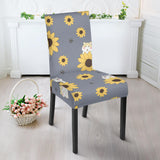 Cute Hamster Sunflower Pattern Background Dining Chair Slipcover