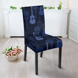 Blue Theme Guitar Pattern Dining Chair Slipcover