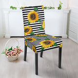Sunflowers Ribbon Background Dining Chair Slipcover