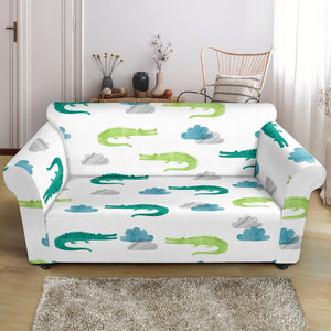 Watercolor Crocodile Pattern Loveseat Couch Slipcover
