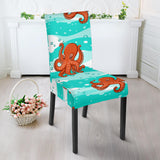 Octopuses Sea Wave Background Dining Chair Slipcover