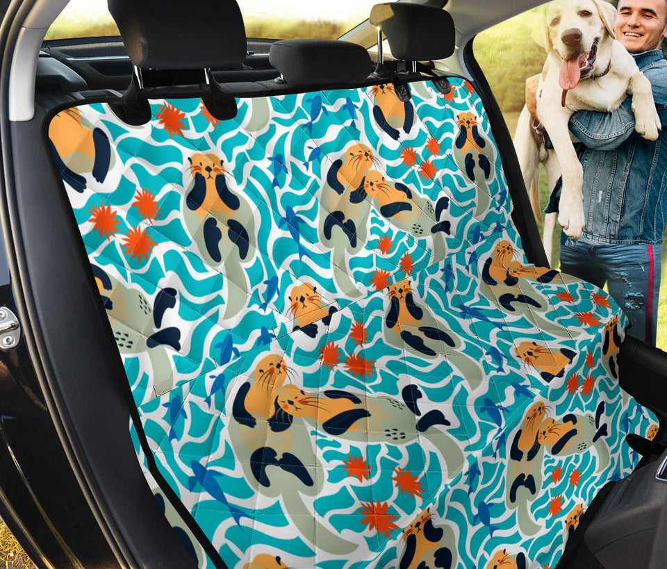 Cute Sea Otters Fishe Sea Urchin Pattern Dog Car Seat Covers