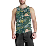 dinosaurs tropical leaves flower pattern Men Tank Top