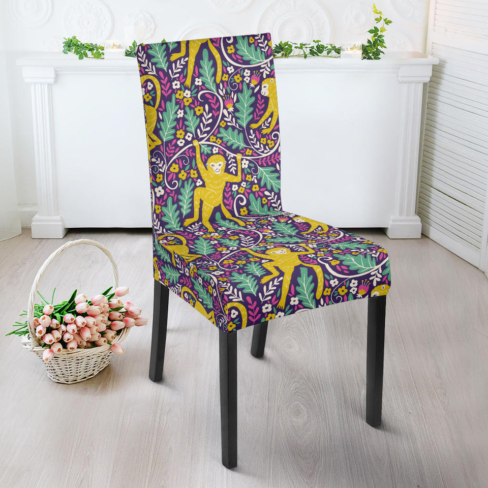 Cute Yellow Monkey Leaves Pattern Dining Chair Slipcover