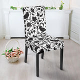 Crow Dark Floral Pattern Dining Chair Slipcover