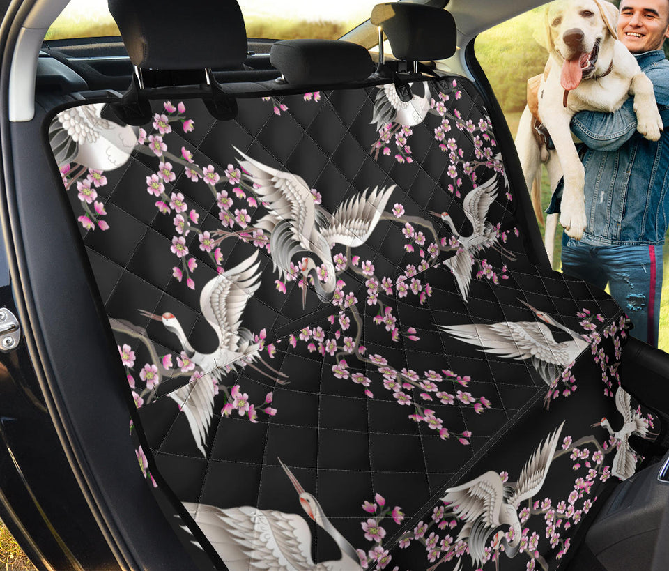 Japanese Crane Pink Sakura Pattern Dog Car Seat Covers