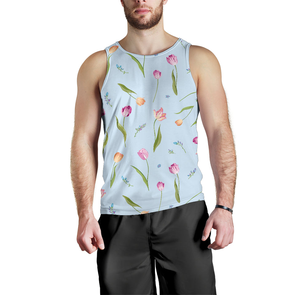 Watercolor Tulips pattern Men Tank Top