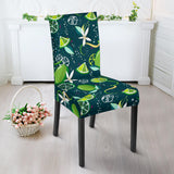 Lime Ice Flower Pattern Dining Chair Slipcover