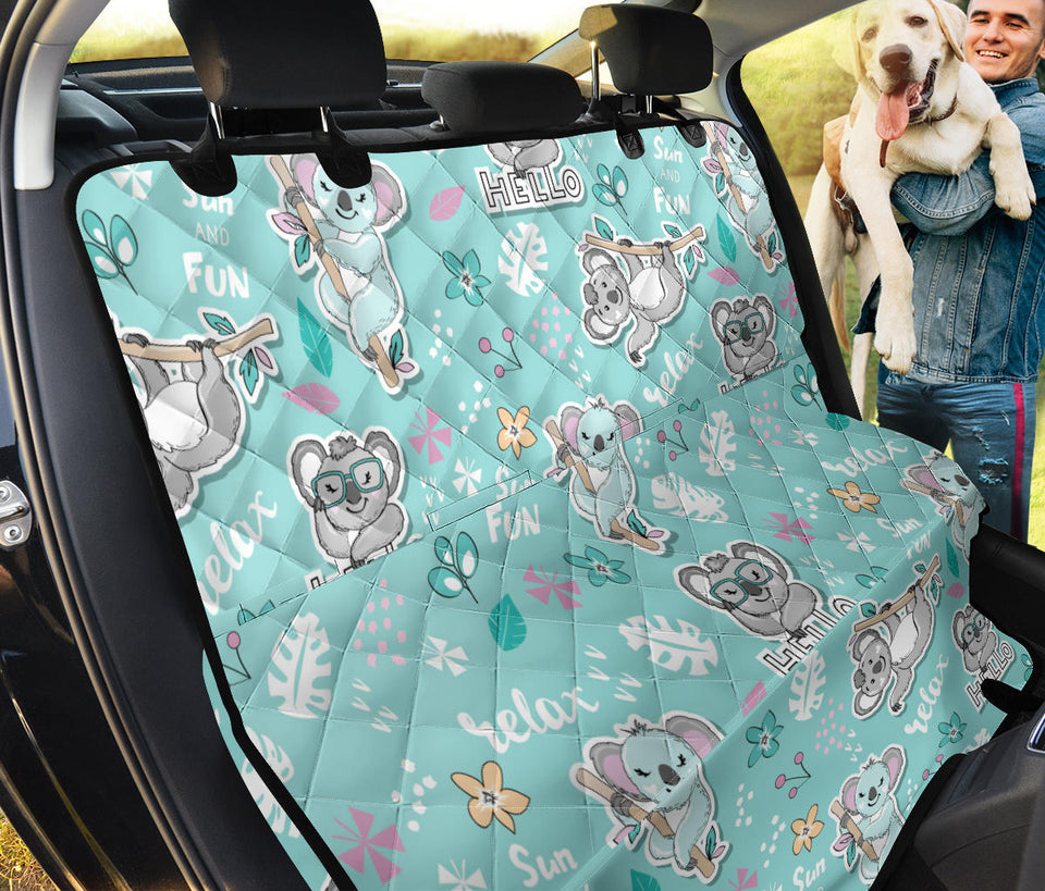 Cute Koalas Blue Background Pattern Dog Car Seat Covers