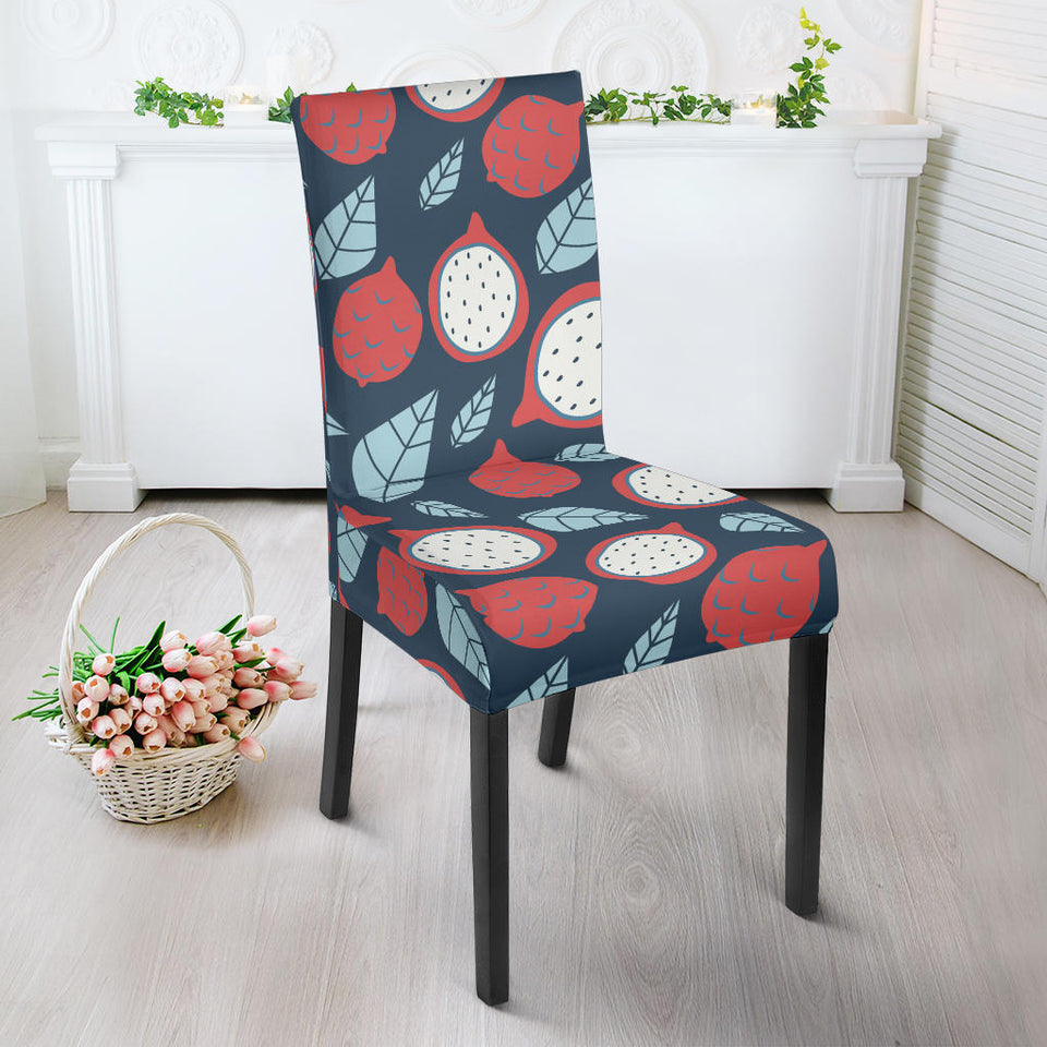 Dragon Fruits Dark Blue Background Dining Chair Slipcover