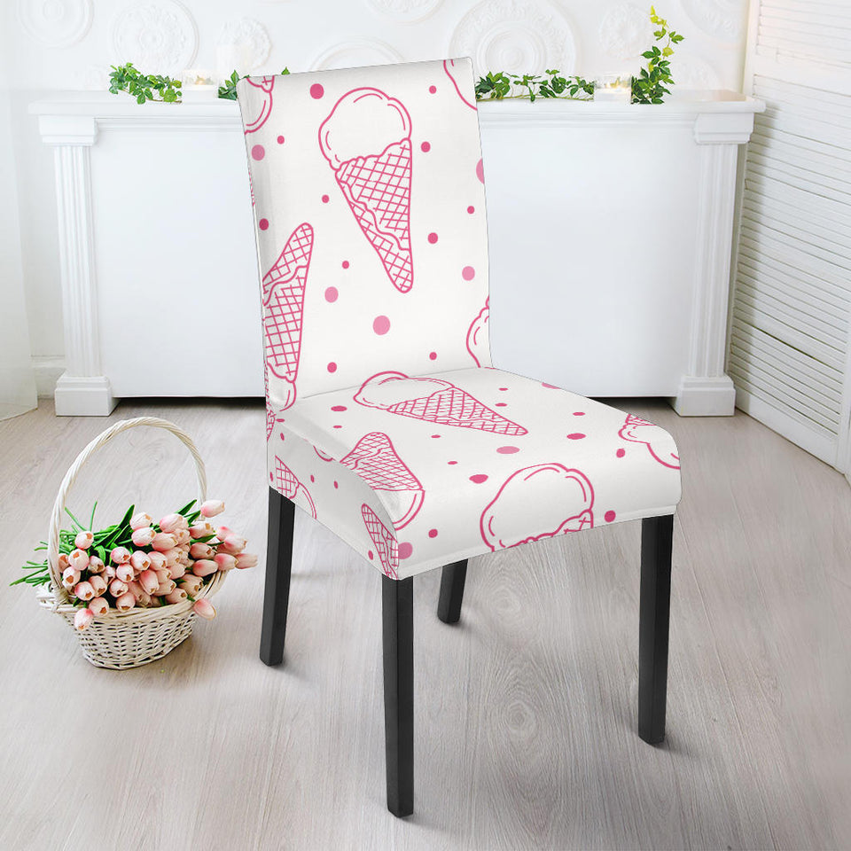Hand Drawn Ice Cream Pattern Dining Chair Slipcover