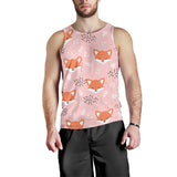 Cute fox pattern pink background Men Tank Top