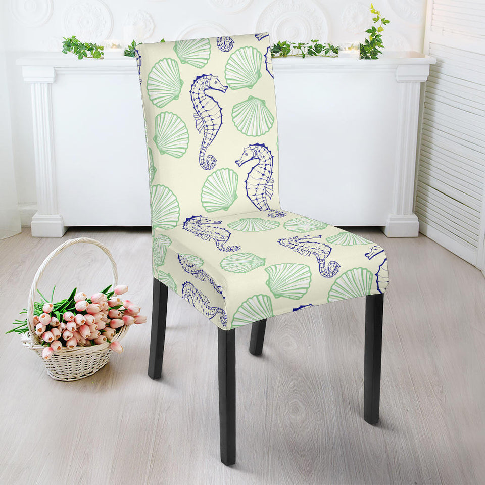 Seahorse Shell Pattern Dining Chair Slipcover