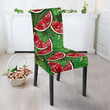Watermelons Tropical Palm Leaves Pattern Background Dining Chair Slipcover
