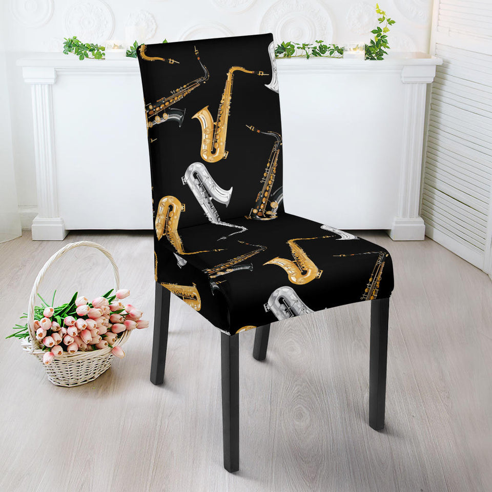 Saxophone Design Pattern Dining Chair Slipcover