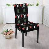 Deer Christmas New Year Pattern Argyle Dining Chair Slipcover