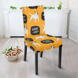 Bull Terrier Pattern Print Design 03 Dining Chair Slipcover