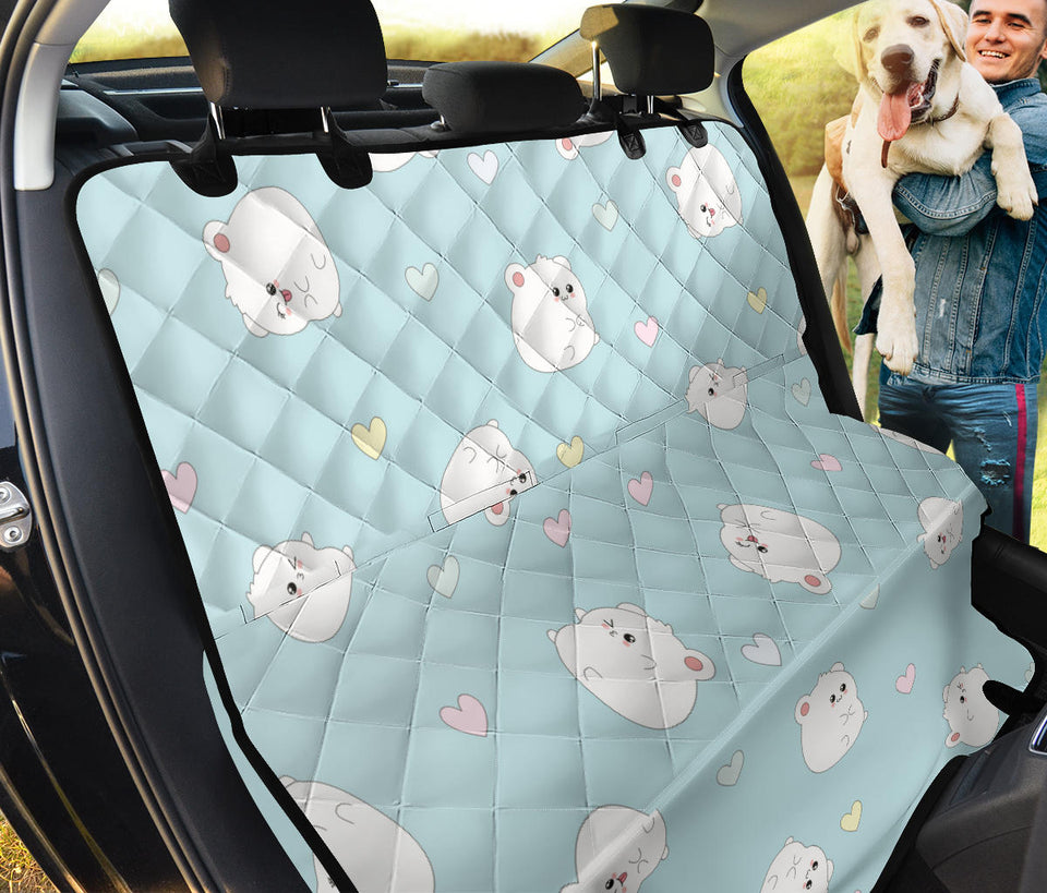 White Cute Hamsters Heart Pattern Dog Car Seat Covers