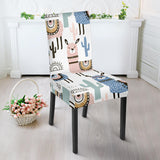 Lama Alpaca Cactus Hand Drawn Pattern Dining Chair Slipcover