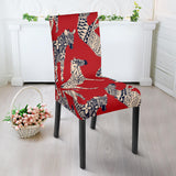Zebra Abstract Red Background Dining Chair Slipcover