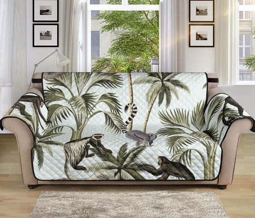 Monkey sloth lemur palm trees pattern Sofa Cover Protector
