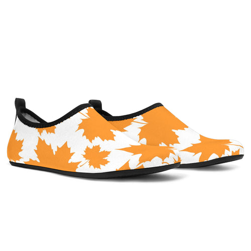 Orange Maple Leaf Pattern Aqua Shoes