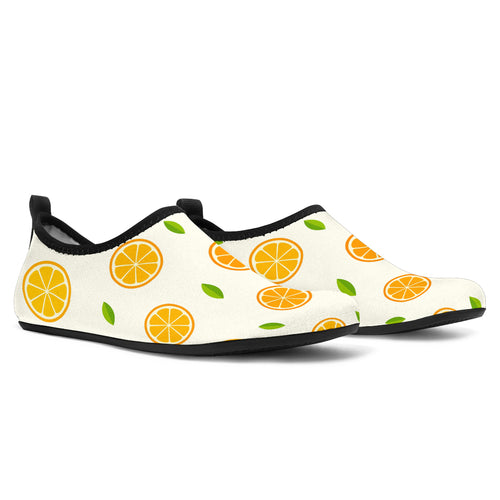 Oranges Leaves Pattern Aqua Shoes