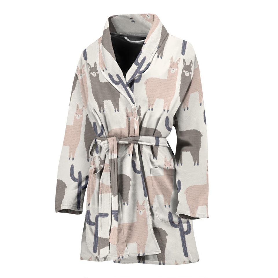 Llama Alpaca Pattern Women'S Bathrobe