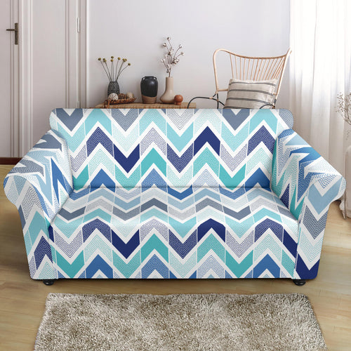 Zigzag  Chevron Blue Pattern Loveseat Couch Slipcover